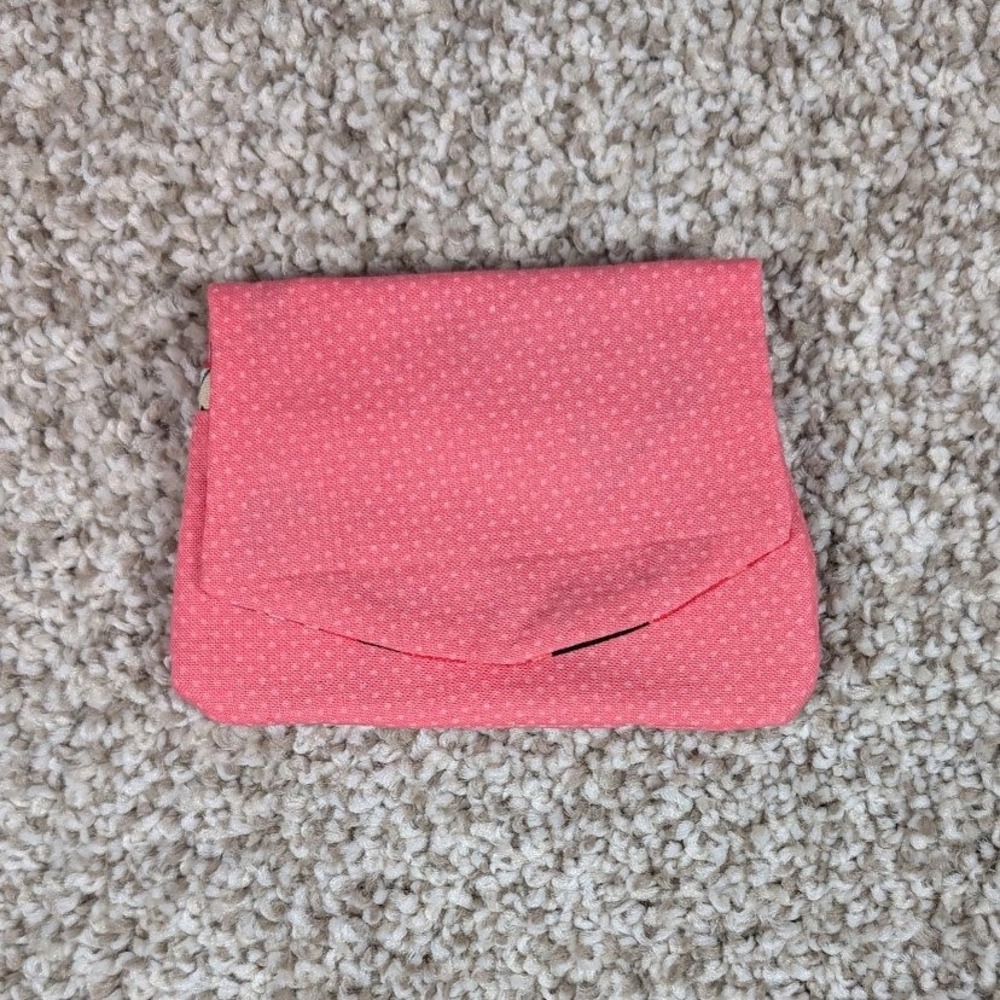 Minnie Mouse Pocket Wallet Coral Polka‎ Dot Fabric Card Holder Coin Pouch